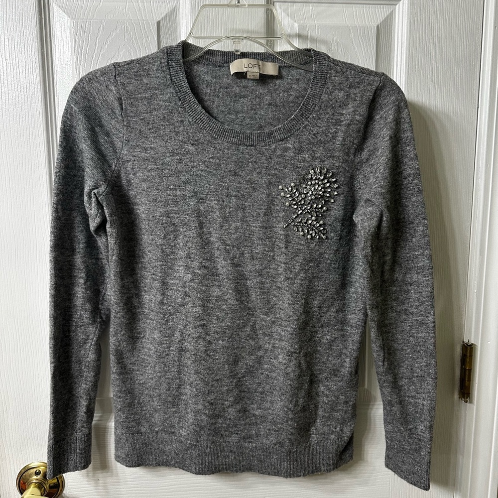 LOFT Charcoal Knit Top